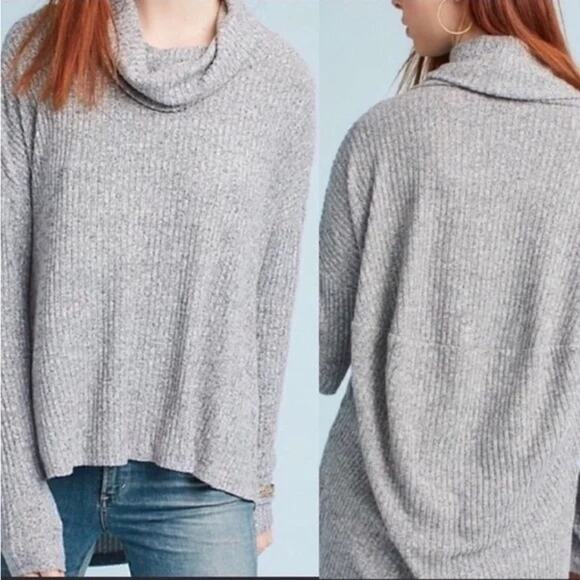 Gray Cowl Neck Sweater Top - Picture 1 of 11